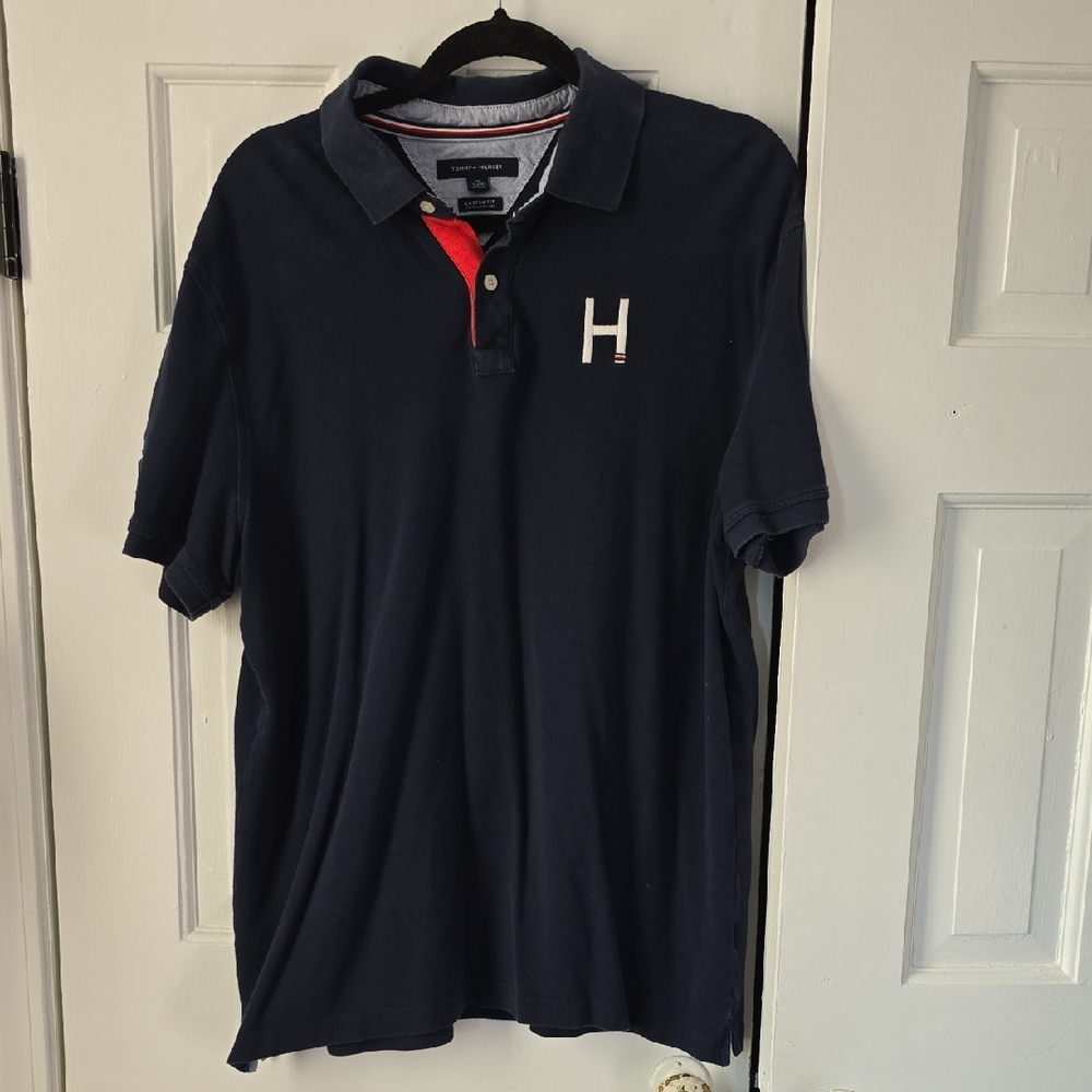 Tommy Hilfiger Dark Blue Polo with Red Accent